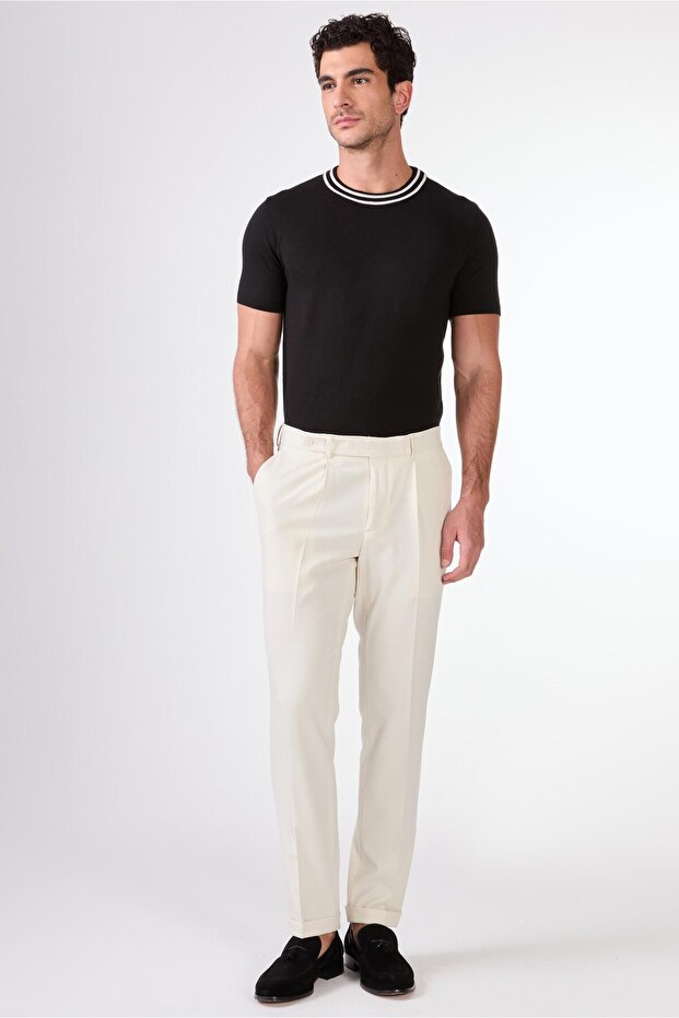Men's Slim Fit Beige Trousers