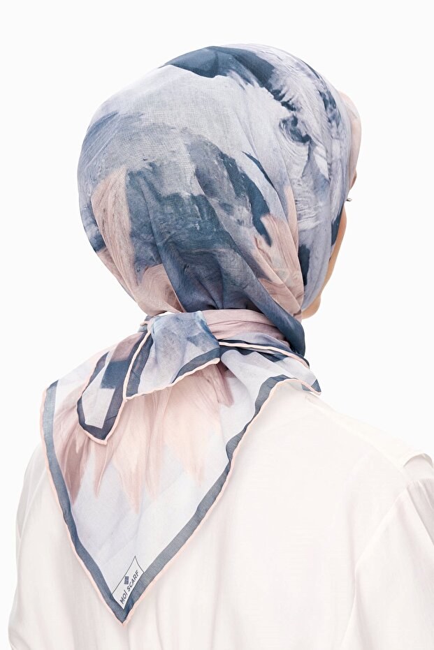 Fleur De Ciel Square Patterned Scarf Blue - 5