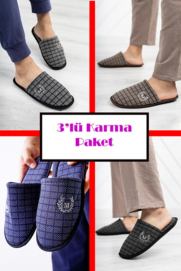 Pack of 3 Home Slippers Dowry Slippers Winter Slippers No Sound Lightweight Sole - 7