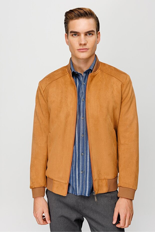 Men's Brown Suede Coat - 1