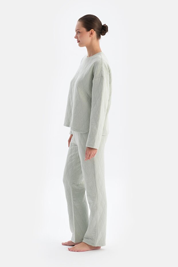 Açık Gri Kapitone Pijama Üstü - 3