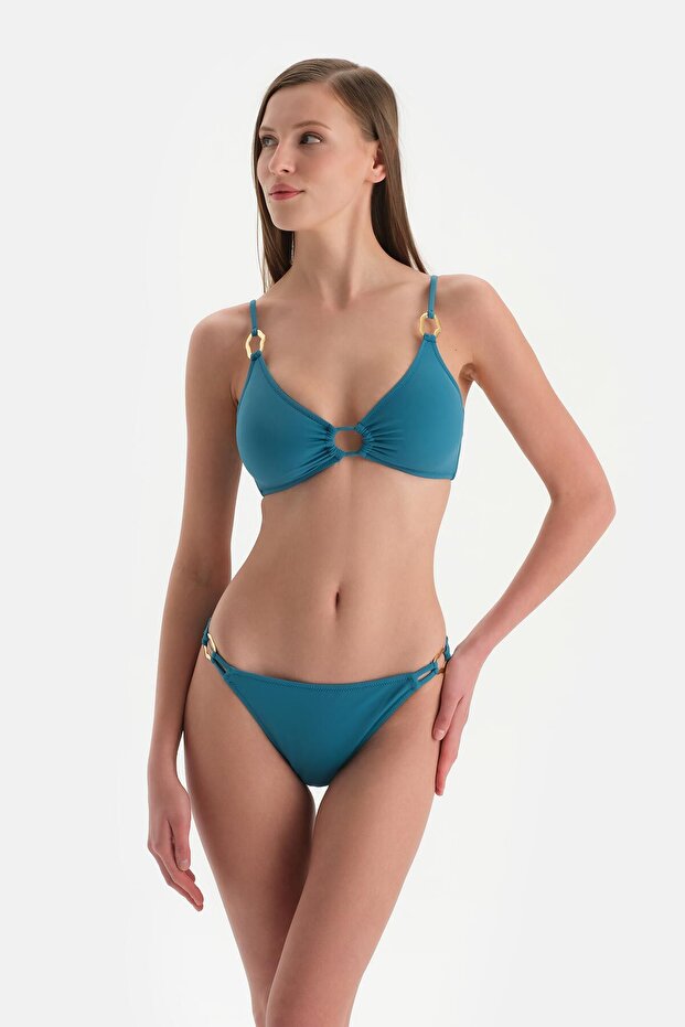 Petrol Mavi Üçgen Bikini Üst - 4