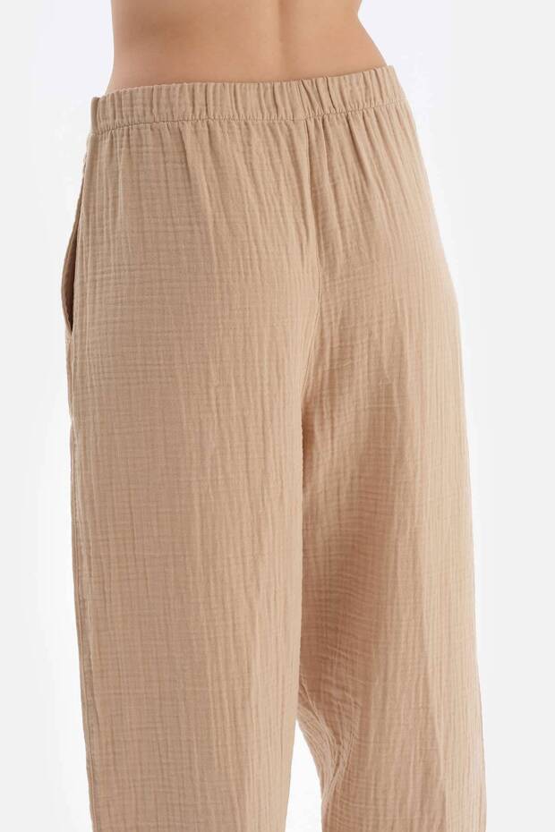 Bej Müslin Pantolon - 5