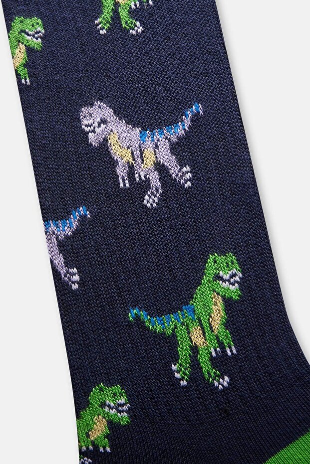 Lacivert Erkek Dinazor Desenli Çorap - 3