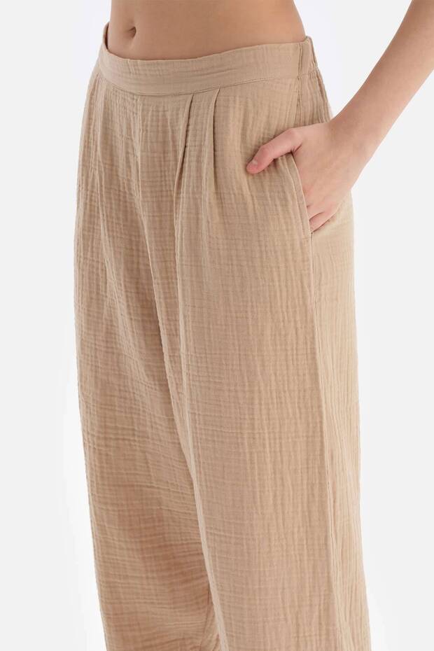 Bej Müslin Pantolon - 4