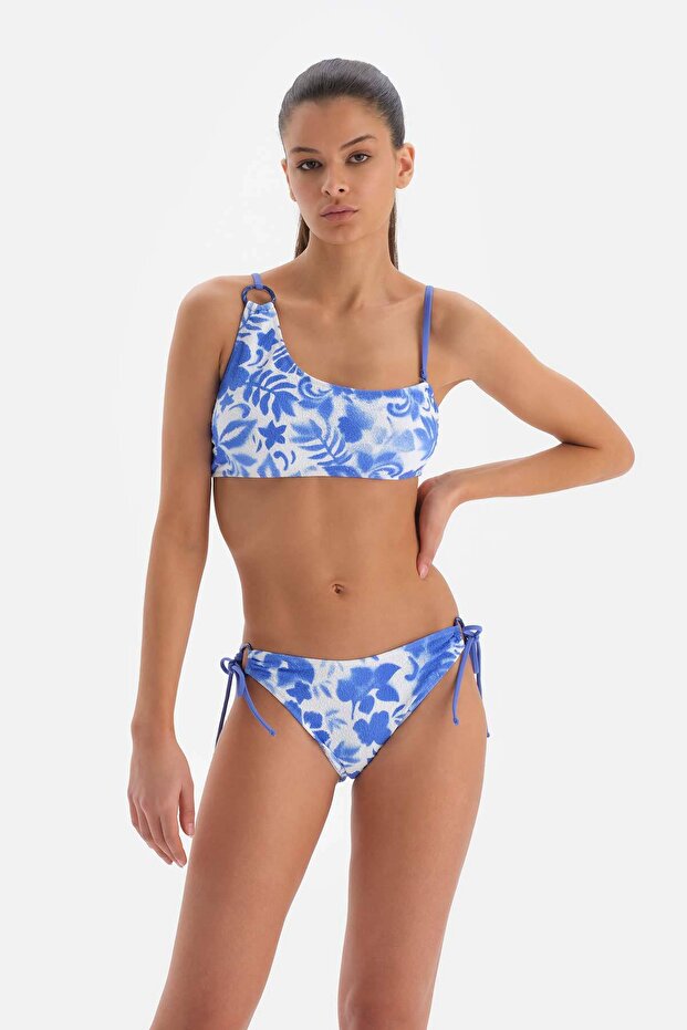 Blue - White Spaghetti Bikini Bottom - 6