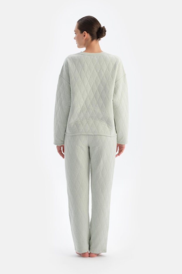 Açık Gri Kapitone Pijama Üstü - 2