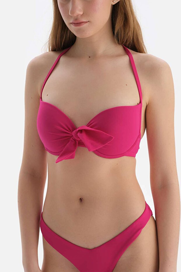 بلوزة بيكيني مبطنة باللون الفوشيا - 4
