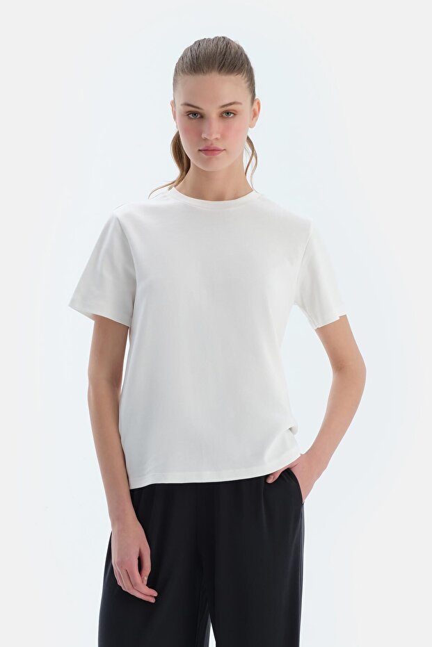 White Silk Apre Interlock Crew Neck T-Shirt