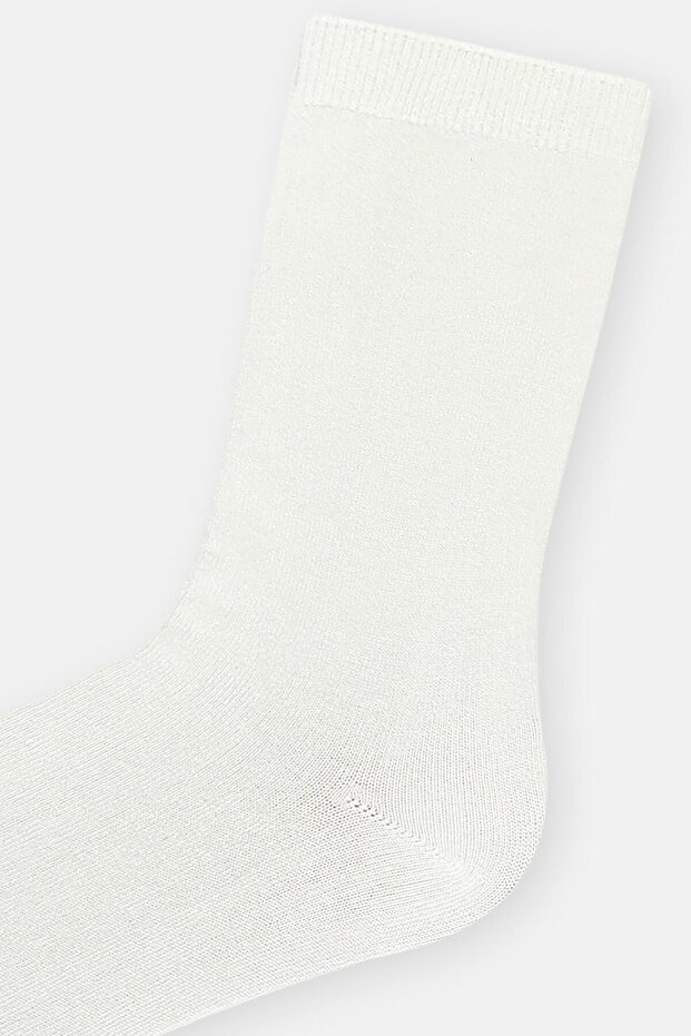 Beyaz Kadın 2'Li Basic Bambu Çorap - 3