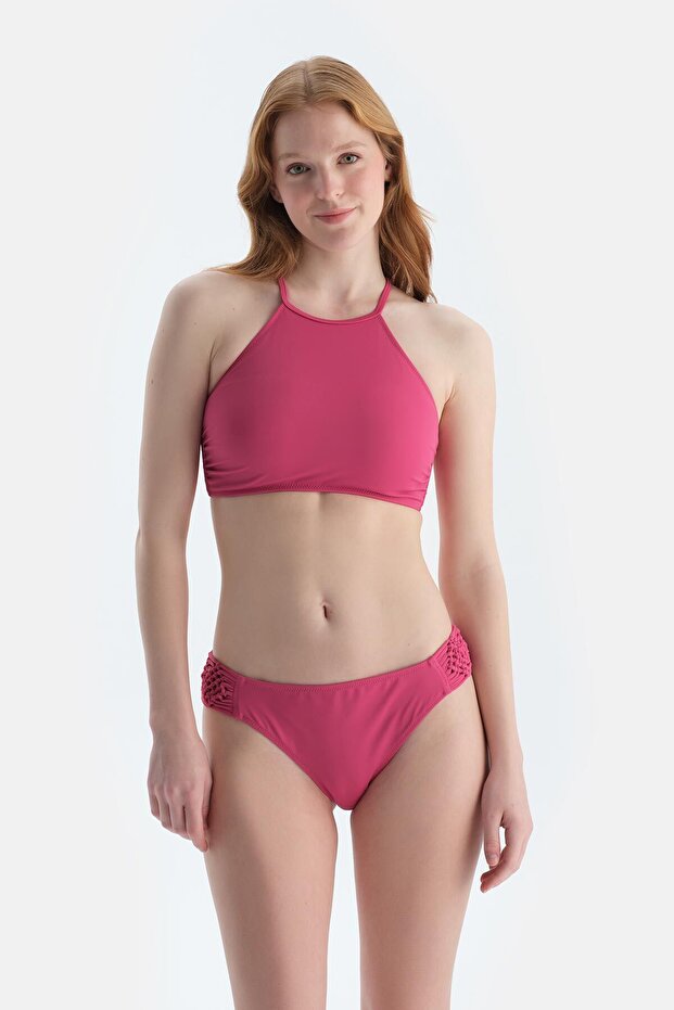 Fuşya Halter Yaka Bikini Üst - 4
