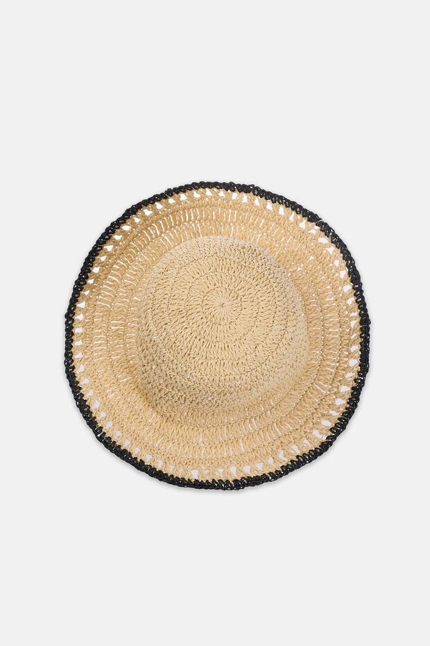 Ekru Kadın Hasır Şapka - 3