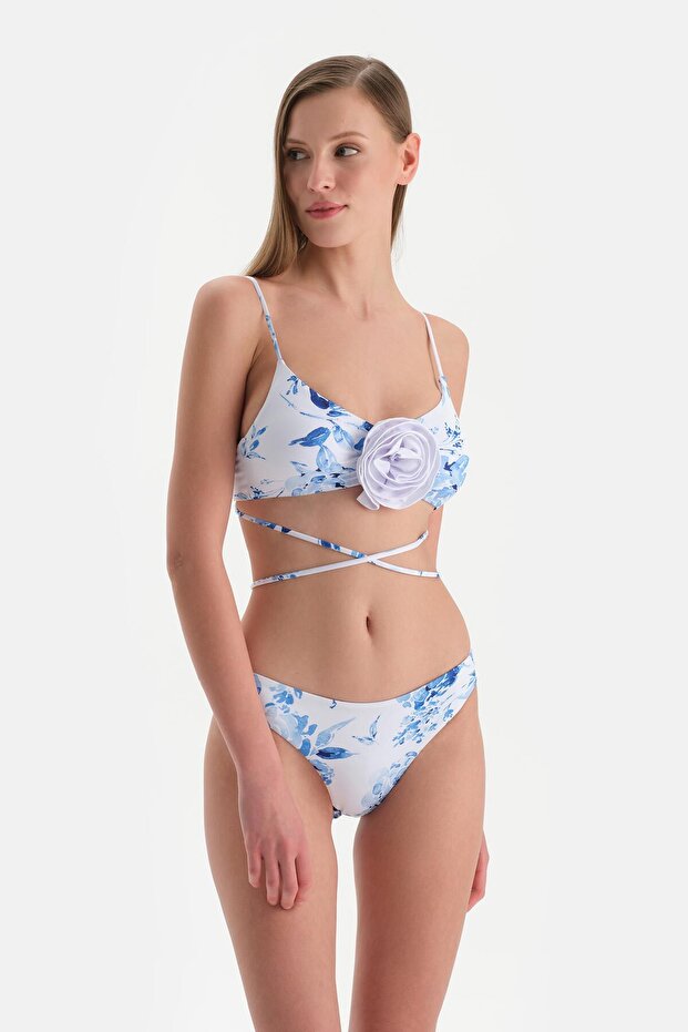 Beyaz-Mavi Bralet Bikini Üstü - 4