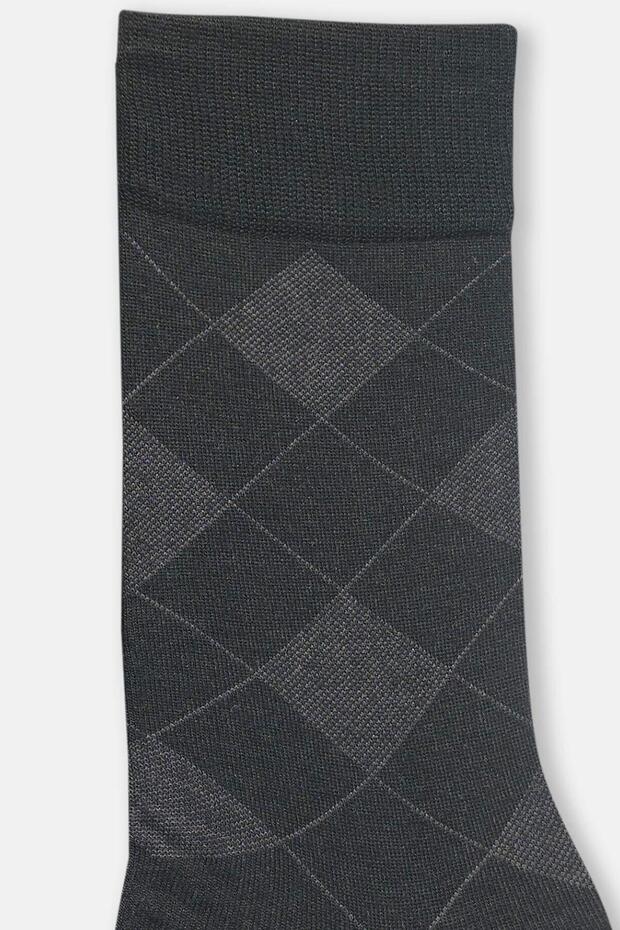 جوارب رجالية سوداء من الخيزران بنمط البقلاوة - 3