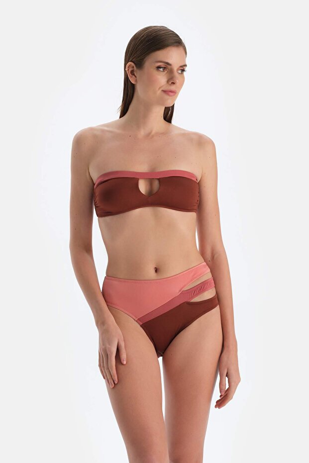 Strapless Brown Bikini Top - 5