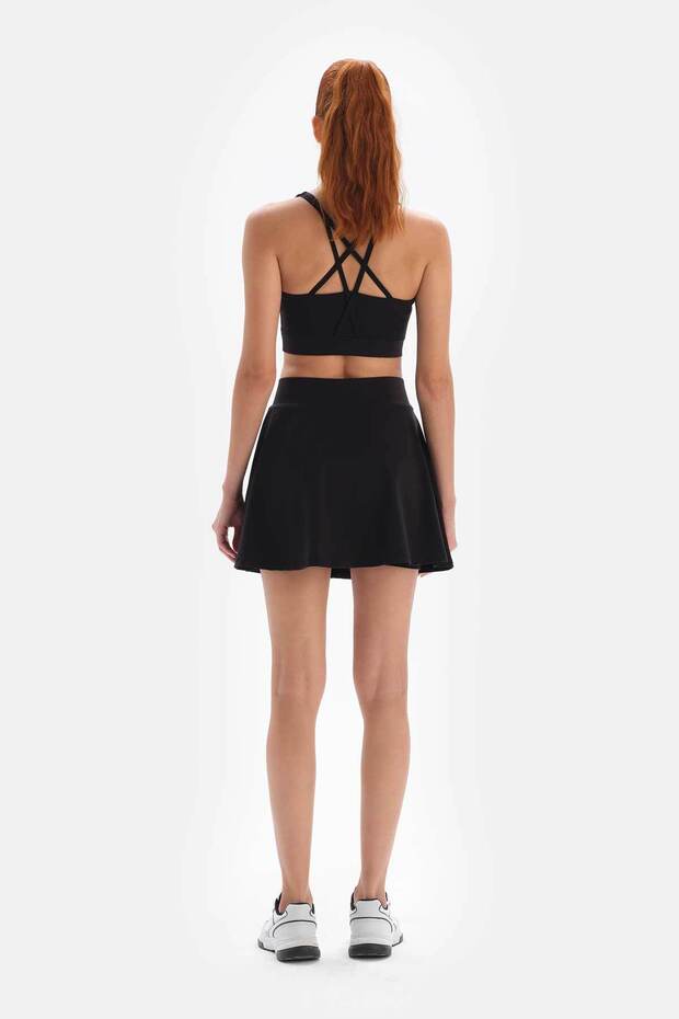 Siyah Active Sporcu Şort Etek - 2