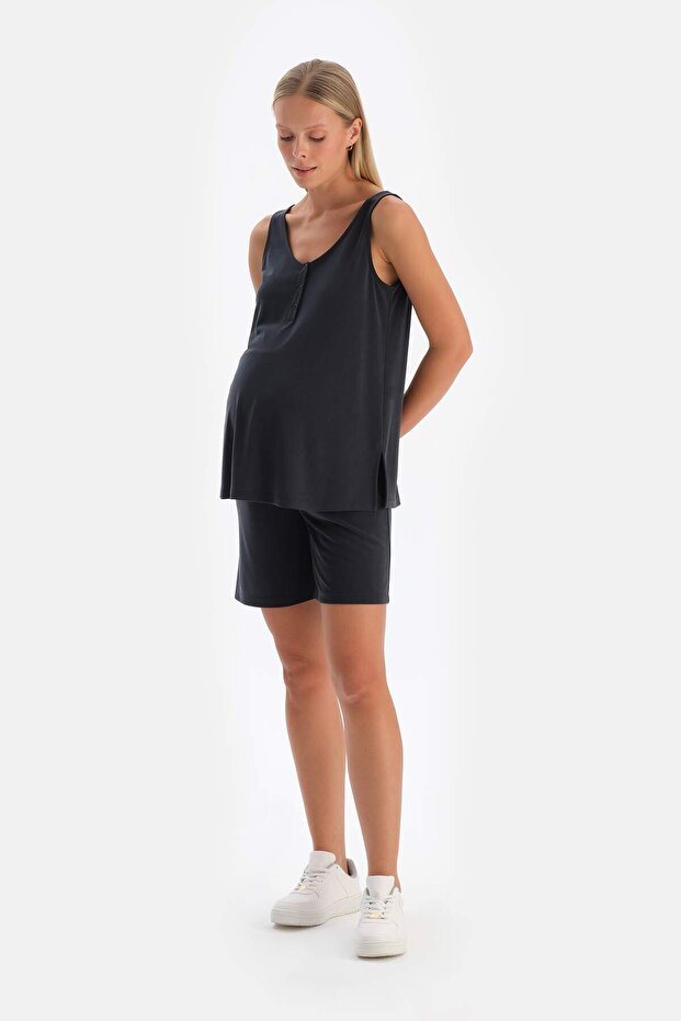 Siyah Modal Hamile Şort - 4