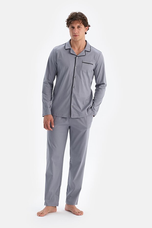 Gri Merserize Pantolon - 1