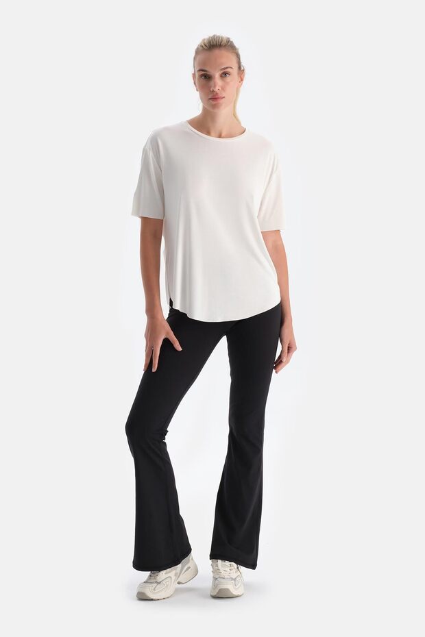 Ekru Kadın Modal Tişört - 4