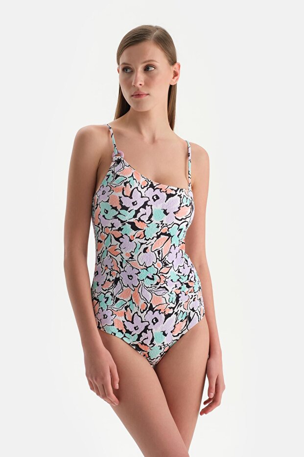 Ekru-Lila Tek Omuz Mayo - 1