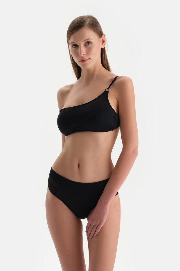 Siyah Tek Omuz Bikini Üstü - 1