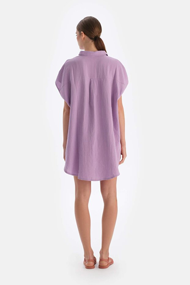 Mor Müslin Uzun Gömlek - 2