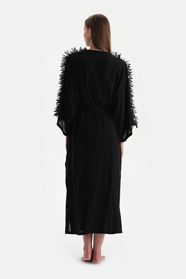 Siyah Uzun Kimono - 2