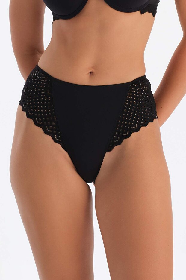 Siyah Dantel Detaylı Premıum Basıc Brıef Külot - 5