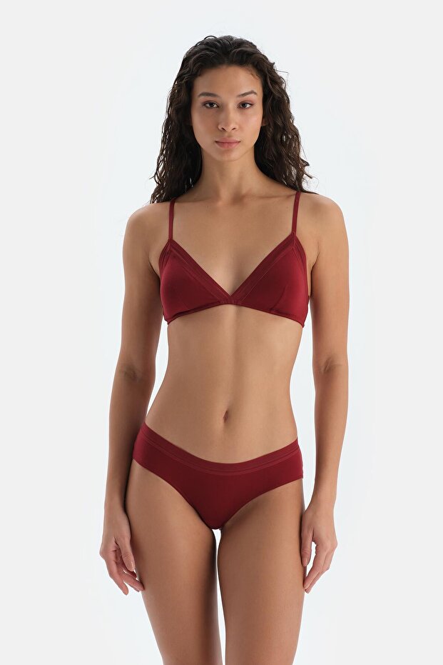 Bordo Basic Bel Dantel Detaylı Hipster Külot - 4