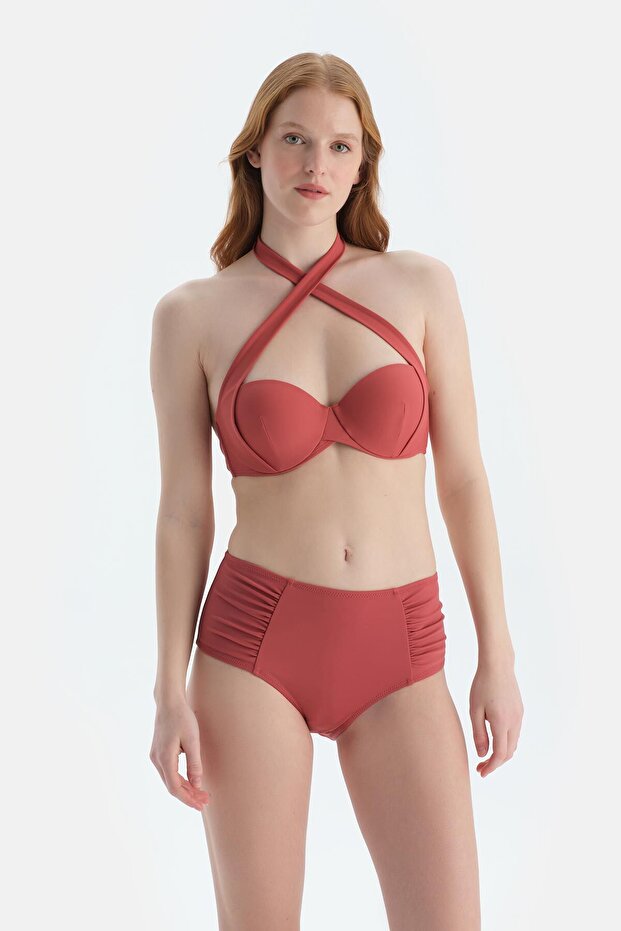 Kiremit Straplez Bikini Üst - 4