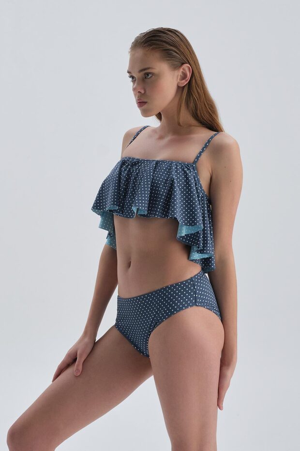 Marin Kaplı Volanlı Marin Bikini Üst - 3