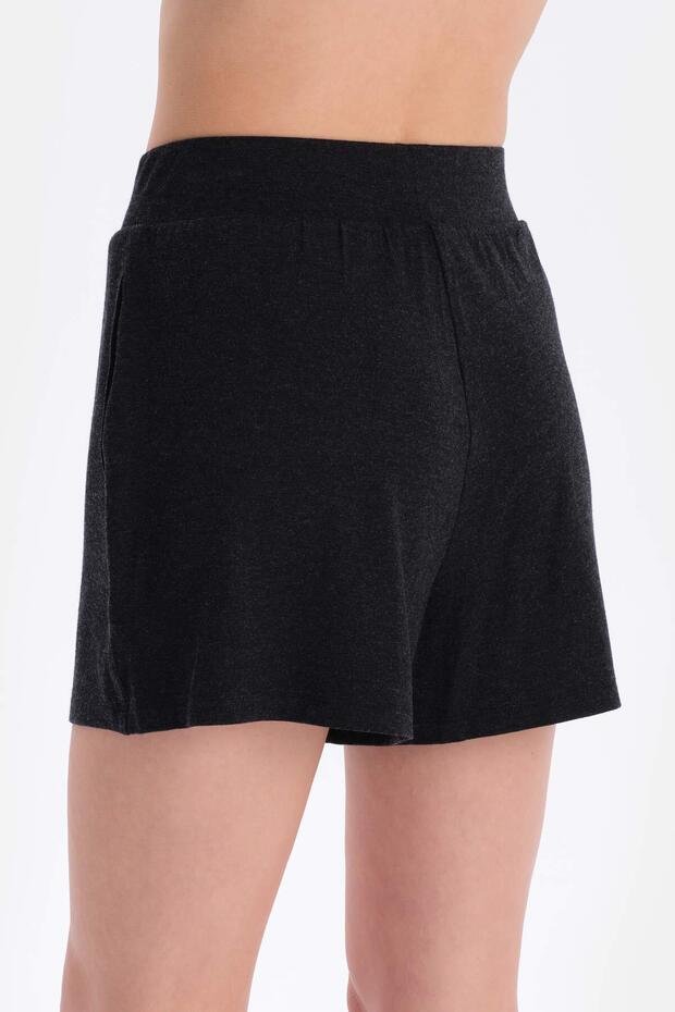 Siyah Soft Touch Basıc Şort - 5