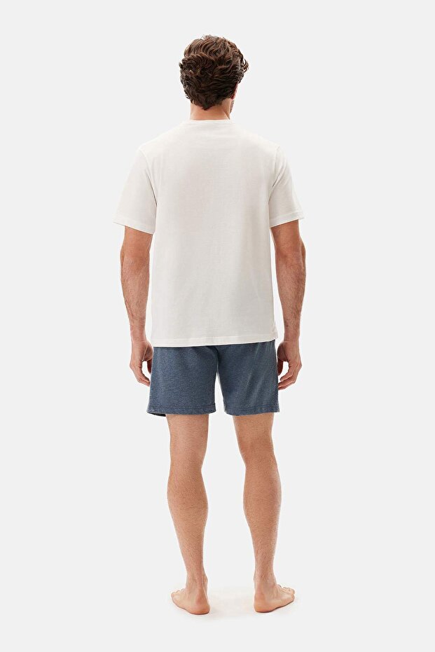 Lacivert Melanj Modal Örme Şort Pijama Altı - 2