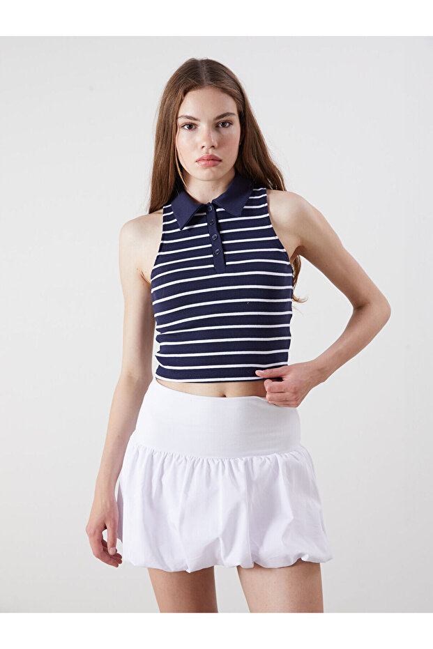 Original Polo Collar Striped Crop