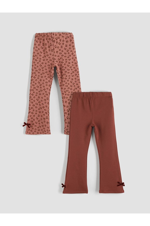 Lcw Kids Brown Printed Girls' Leggings 2-Pack