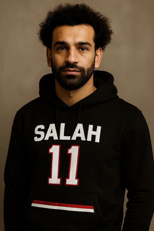 Salah 11 Hooded Sweatshirt – Egyptian Flag Detail – 3 Thread Kangaroo Pocket Hoodie