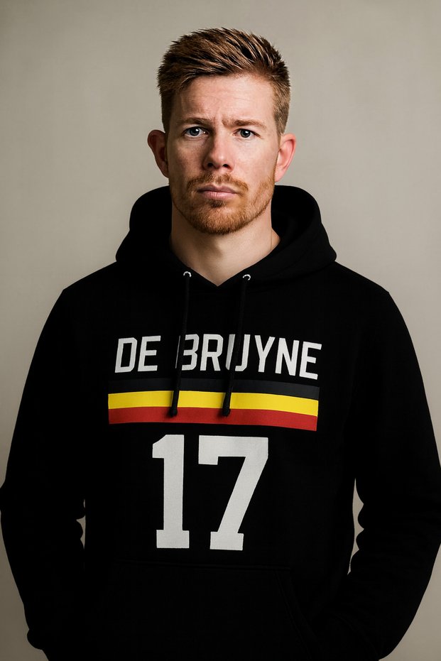De Bruyne 17 Hooded Sweatshirt – Belgium Colors Design – Unisex Kangaroo Pocket Hoodie