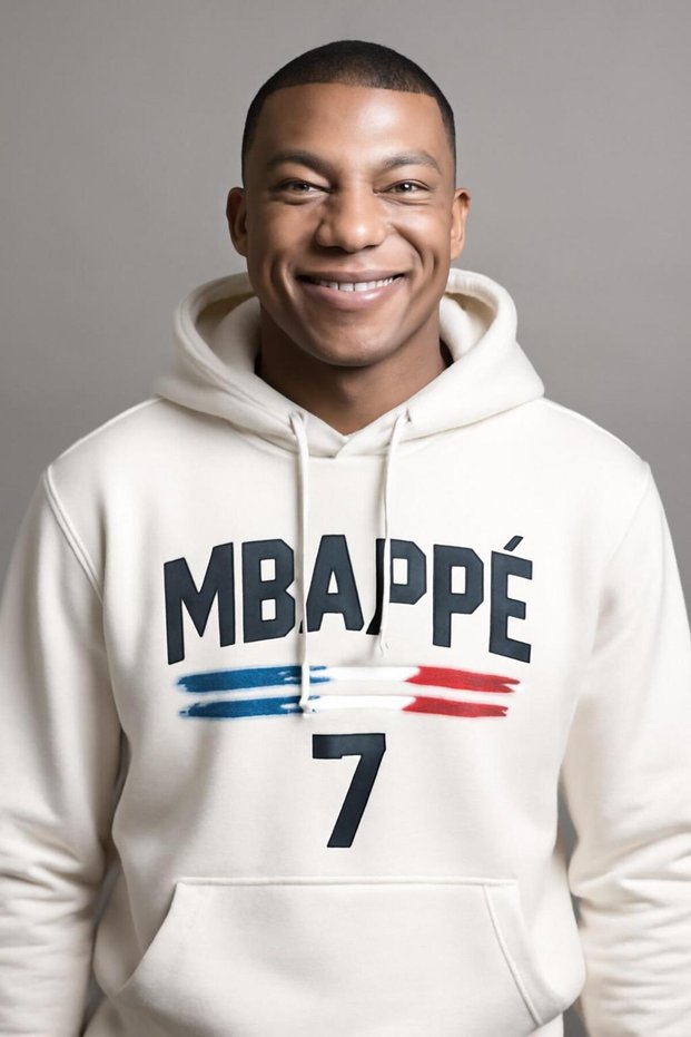 Mbappé 7 Hooded Sweatshirt – France National Team Design with 3 Thread Kangaroo Pockets