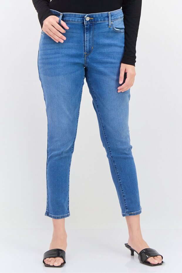 Women Skinny Fit Washed Stretchable Jeans, Blue