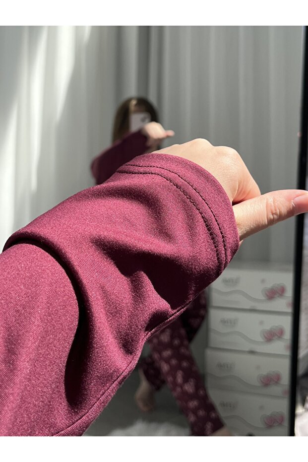 طقم بيجامة صوفيا بنقشة زهرة البرقوق - 5