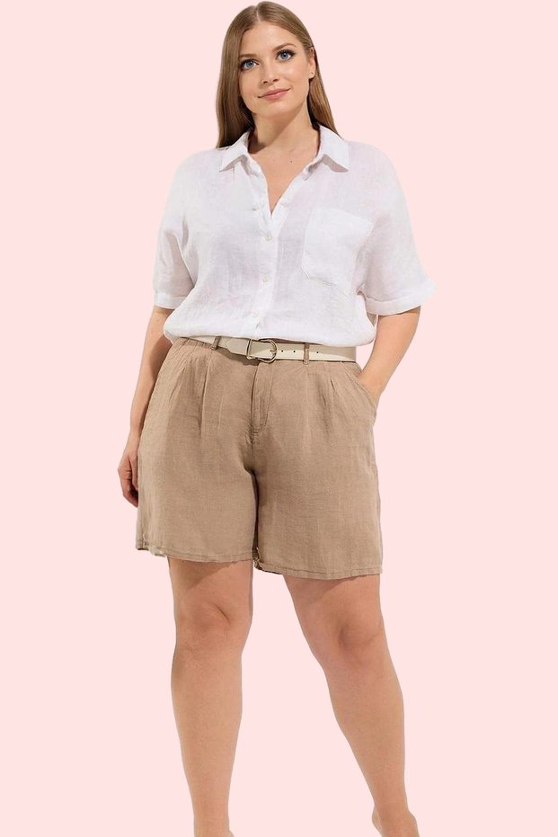 Women's Linen Blended Woven Shorts High Waist Wide Leg Summer Casual Use Special Occasions