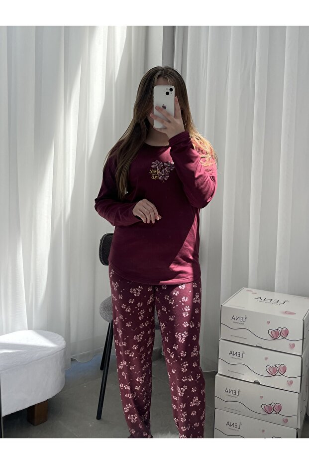 طقم بيجامة صوفيا بنقشة زهرة البرقوق - 2