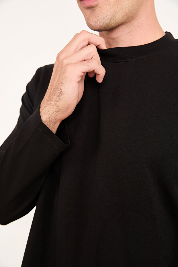 Erkek Basic Uzun Kollu Düz Sweatshirt - 7