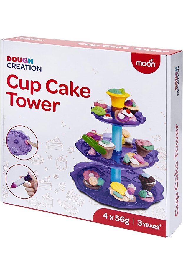 Brand Dough Creation Cup Cake Tower - Educational Playdough for Kids with Cutters Tools - N