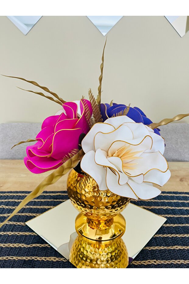 DÖVMELİ GOLD VAZO İÇİ EVA ARANJMAN-MDL49 - 1