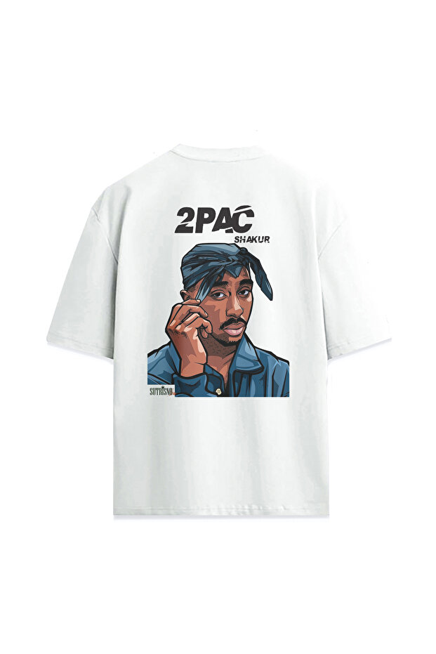 تي شيرت 2Pac Tupac Shakur Thug Life مطبوع من الأمام والخلف للجنسين