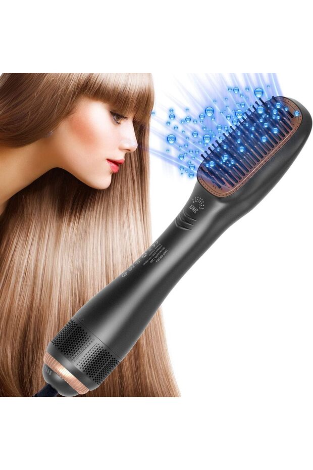 Hair Straightener 3 IN 1 Hot Air Straightening Brush Hair Blower Dryer Negative Ion 3 Gear Electric