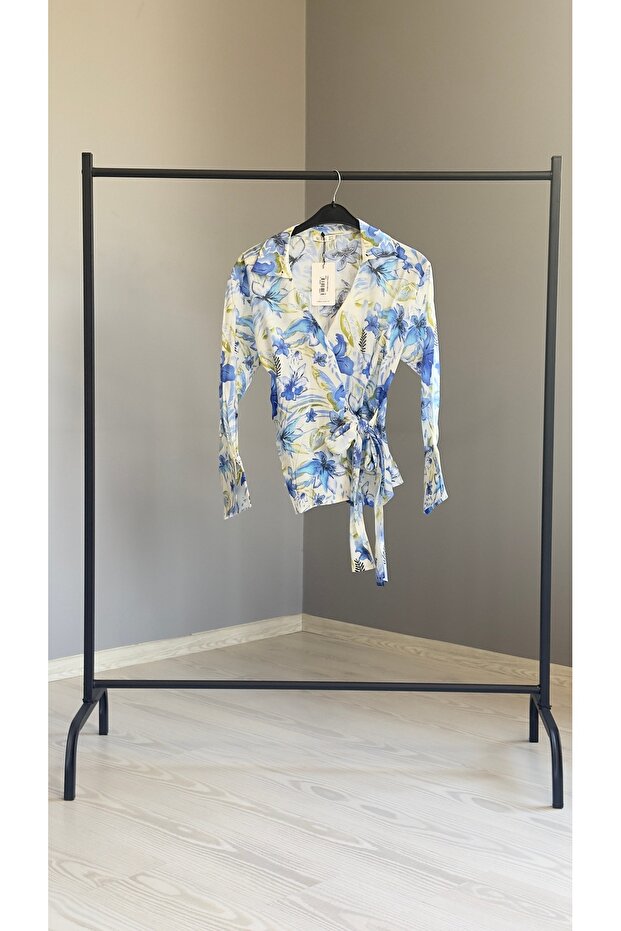 Mavi Çiçekli Gömlek - 5