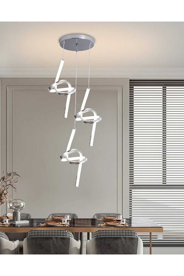 ثريا سقف LED حديثة 6892-3 - 3 أوضاع إضاءة، 83 واط، طول قابل للتعديل 75 سم