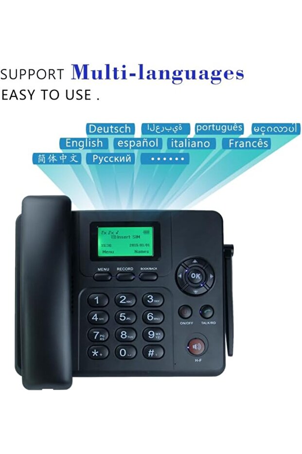 Wireless GSM Desk Phone – Dual SIM, Call Recording, SMS, Caller ID & Battery Backup | Cordless Lan - 3